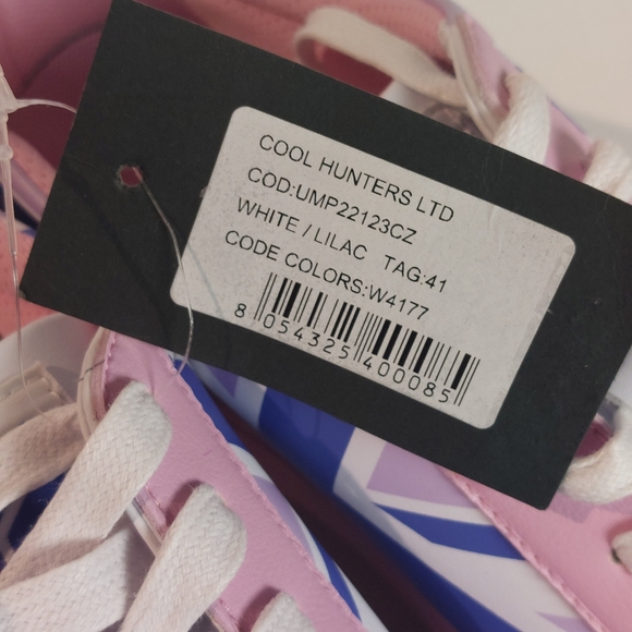 John Richmond pink & blue printed leather union jack sneakers, EU41, NWT, SS23 - Picture 10 of 10